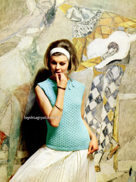 Vintage Blue Pullover knit pattern downloadable PDF