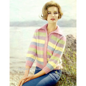 Vintage Rainbow Cardigan knit pattern downloadable PDF