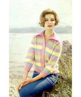 Vintage Rainbow Cardigan knit pattern downloadable PDF