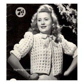 Vintage bed-jacket knitting pattern downloadable PDF