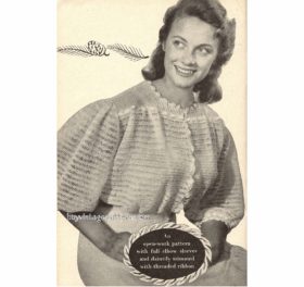 Vintage Bed Jacket knitting pattern downloadable PDF
