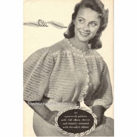 Vintage Bed Jacket knitting pattern downloadable PDF