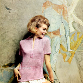 Vintage pink Pullover knitting pattern downloadable PDF