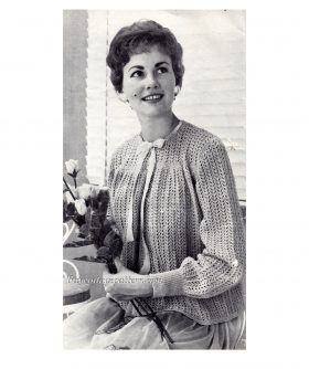 Vintage bed-jacket knitting pattern downloadable PDF